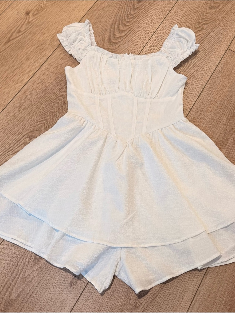 Women's White Ruffled Romper Jumpsuit